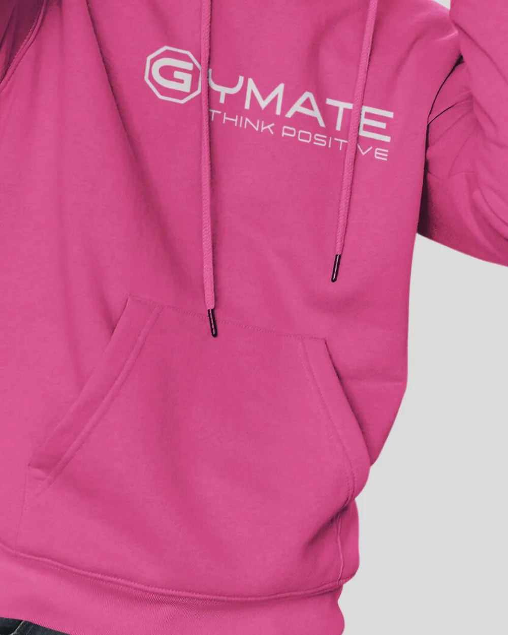 Stylish Mens Pink Hoodies Centre 'Think Positive'