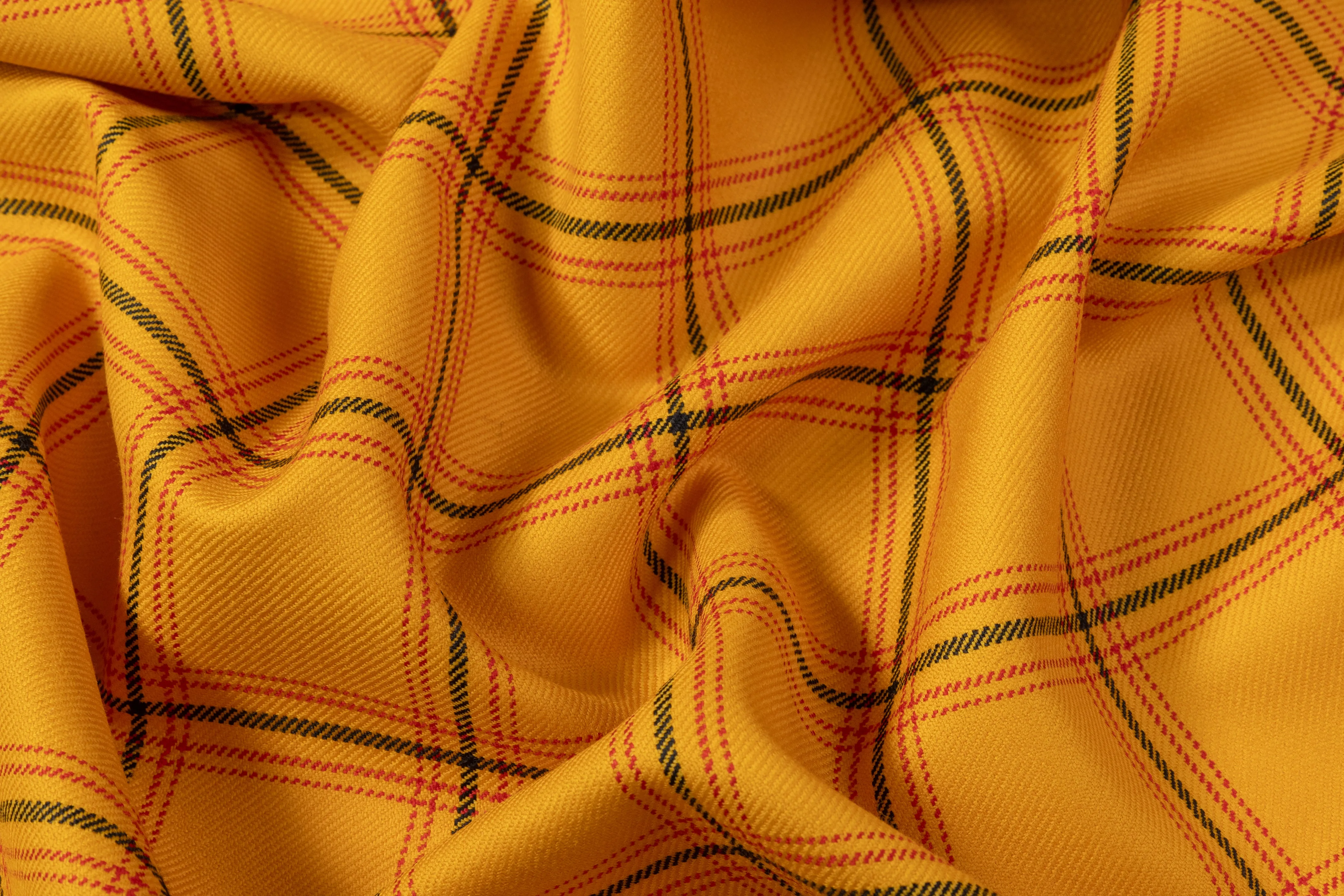 Tartan Italian Wool Suiting - Yellow