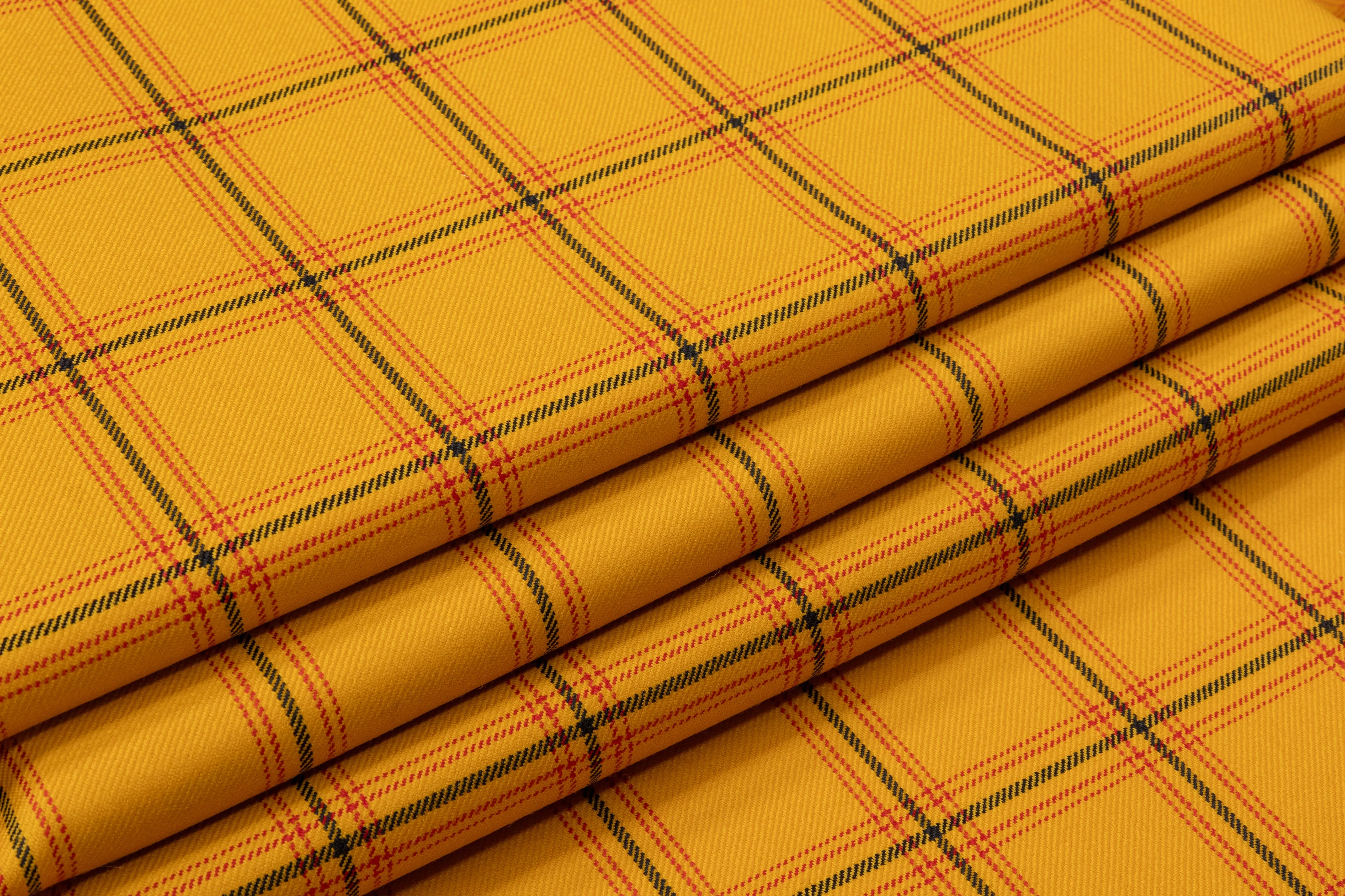 Tartan Italian Wool Suiting - Yellow