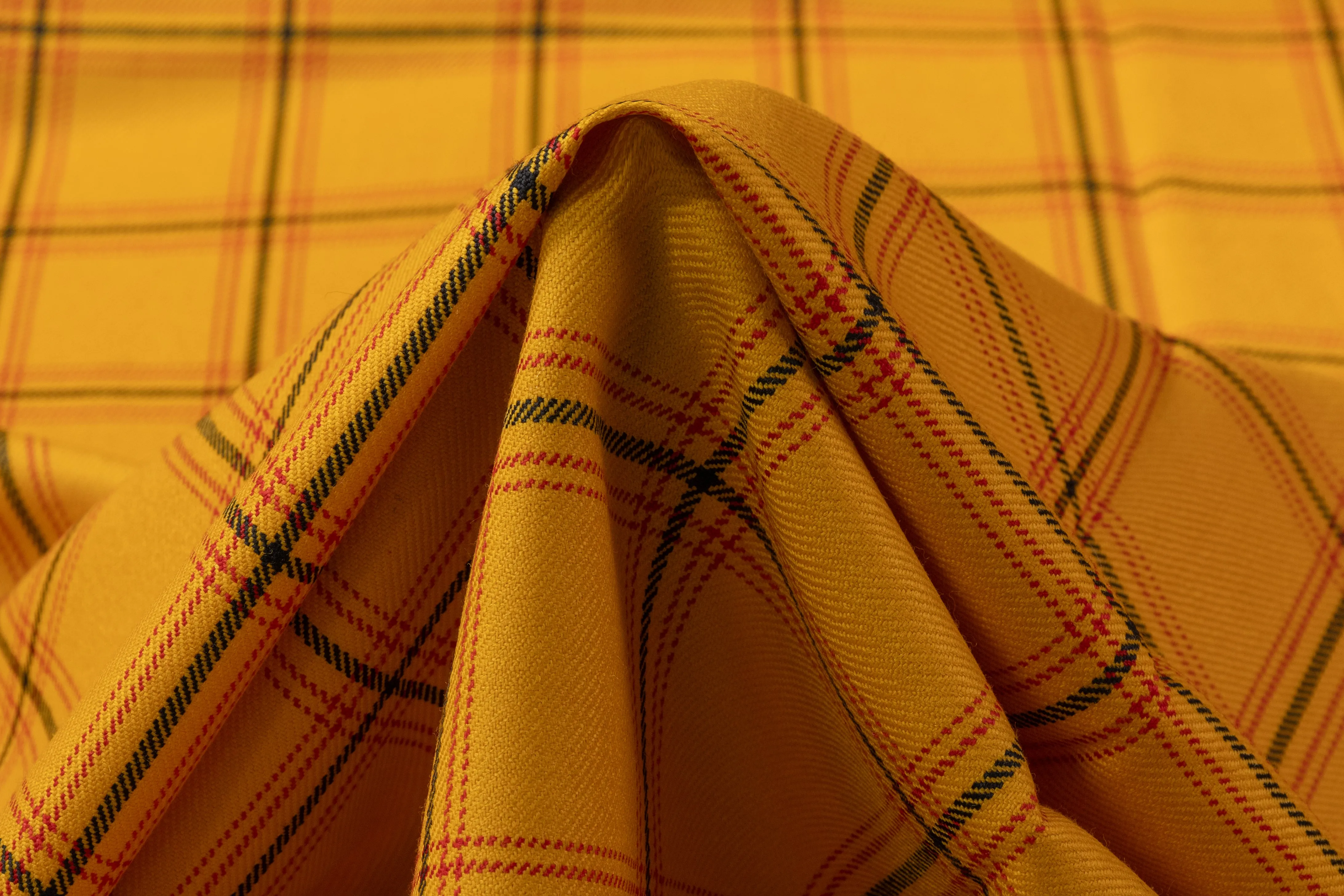 Tartan Italian Wool Suiting - Yellow