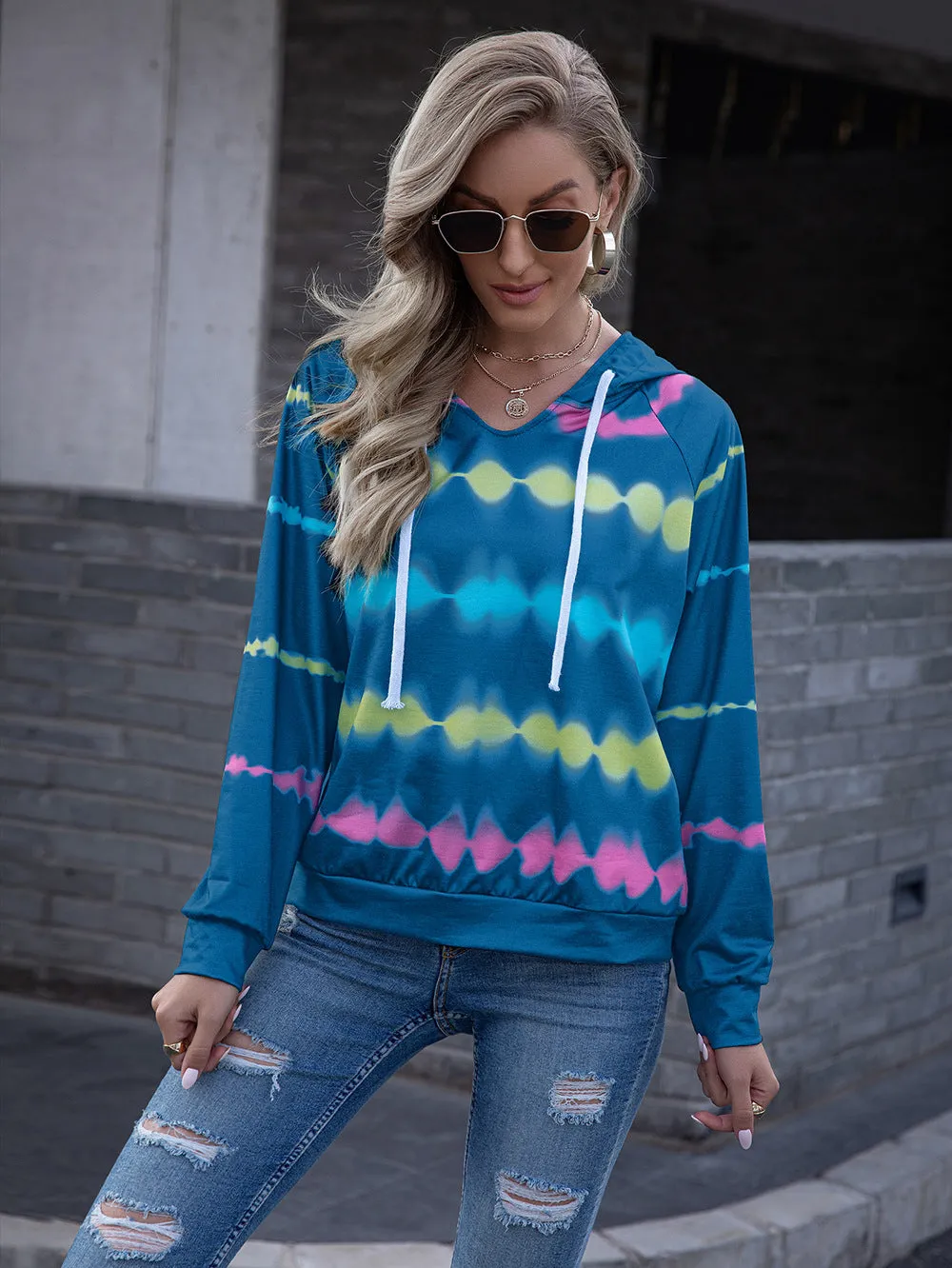 Tie Dye Raglan Sleeve Hoodie