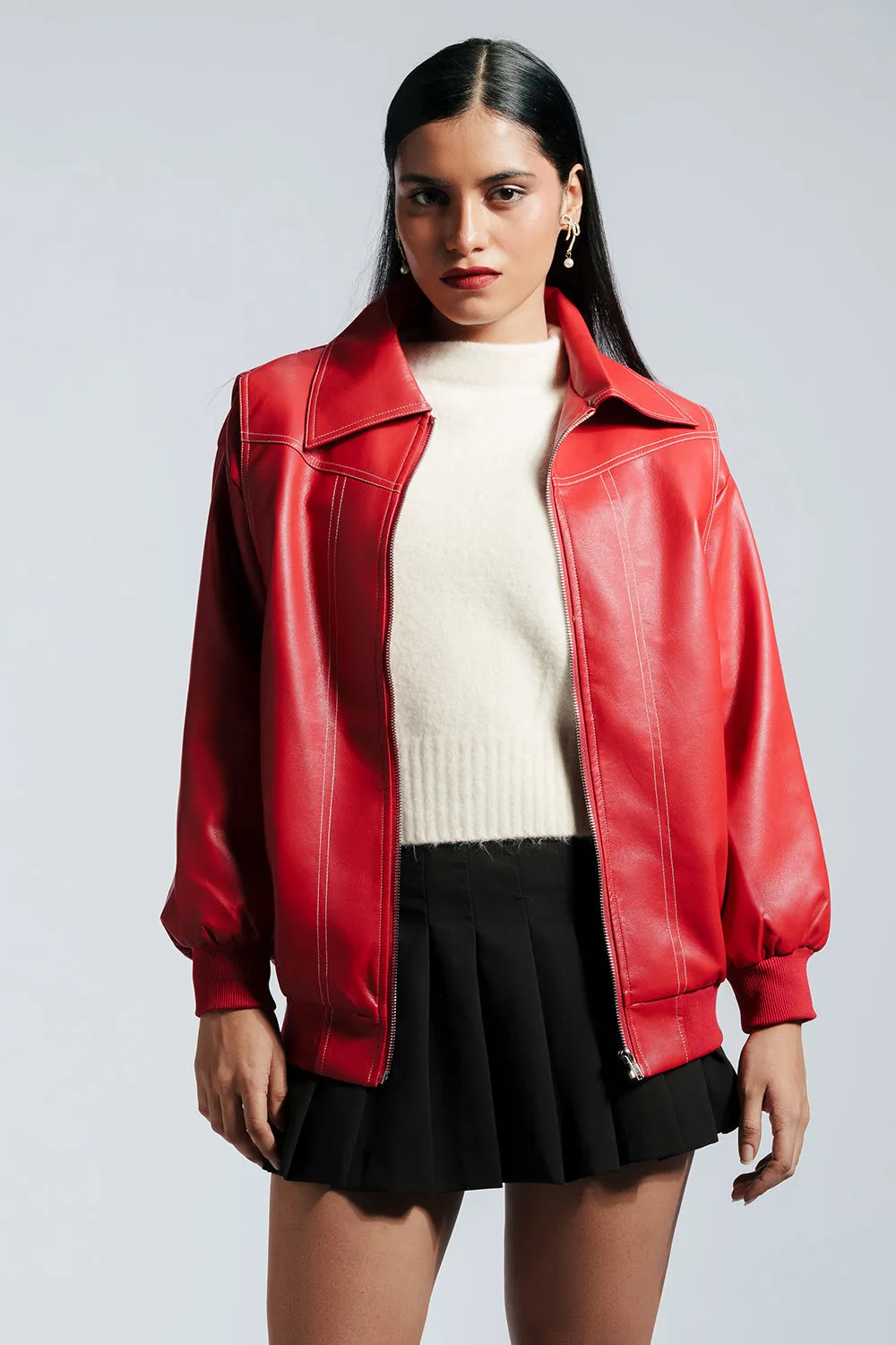 Timeless Red Leather Jacket