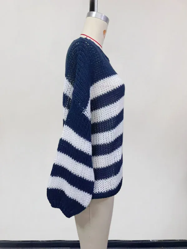 Trendy Slouchy Striped Jumper Casual Sweater