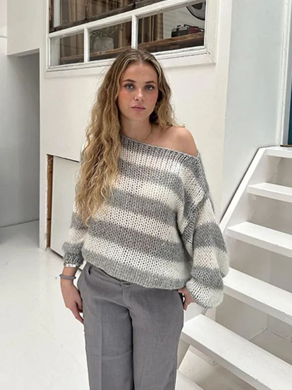 Trendy Slouchy Striped Jumper Casual Sweater