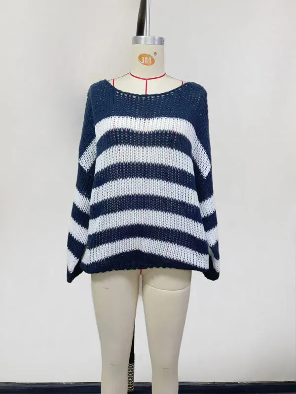 Trendy Slouchy Striped Jumper Casual Sweater