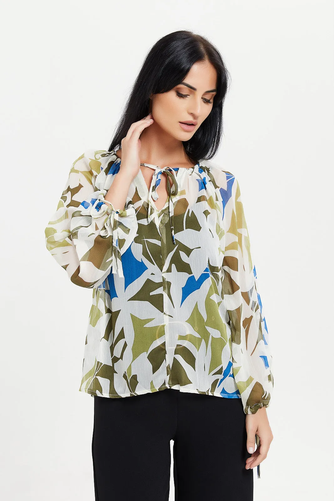 Women Assorted Printed Gathered Detailed Blouse